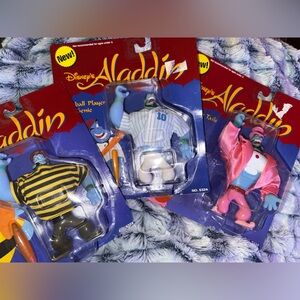Disney Vintage! Aladdin Genie Frenchman, Top Hat and Baseball Action Figures